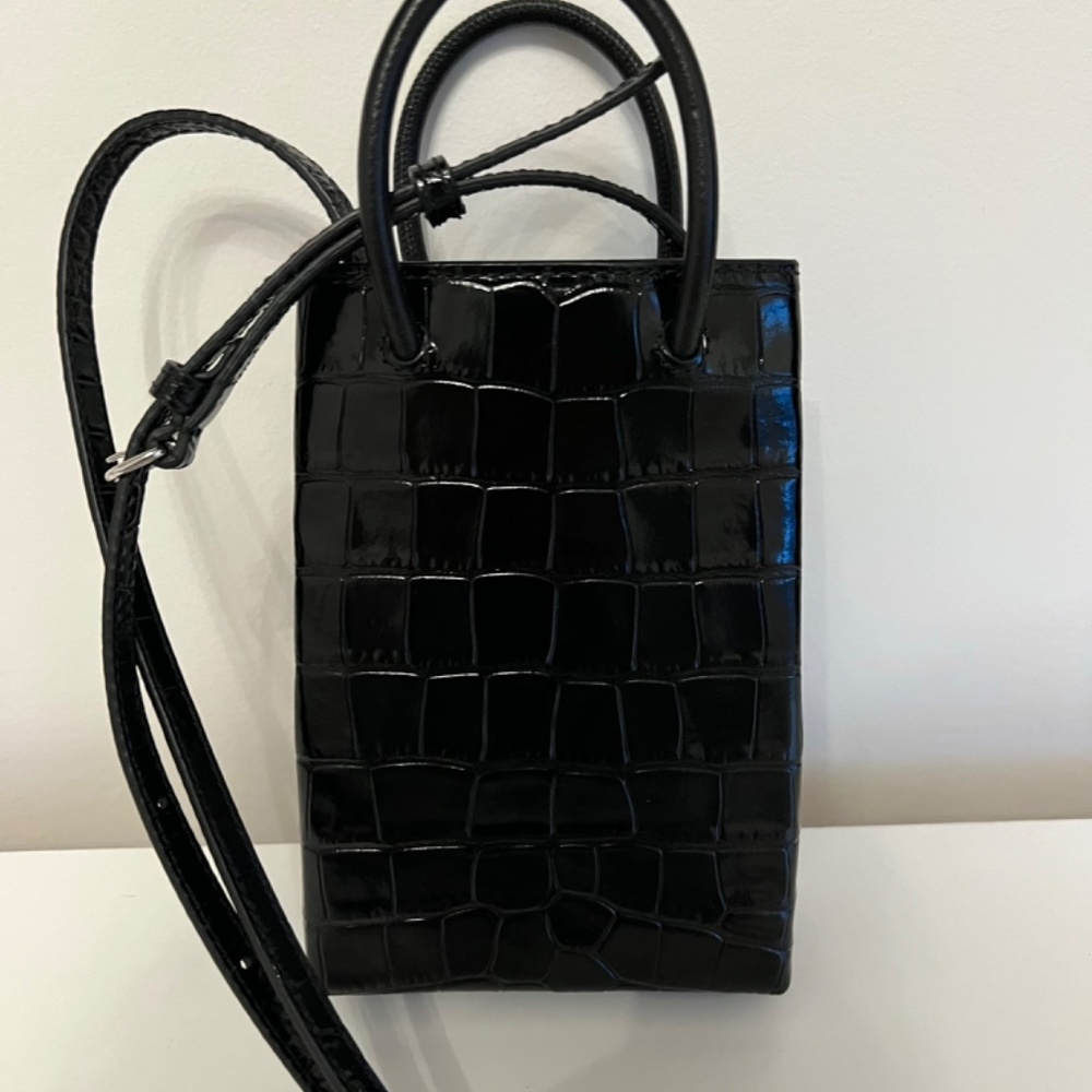 Balenciaga Croc-embossed Leather Phone Holder - Picture 3 of 5